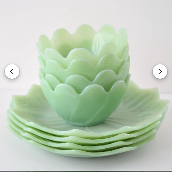 Fire King Jadeite Green Lotus Dish Set - Picture 4 of 4